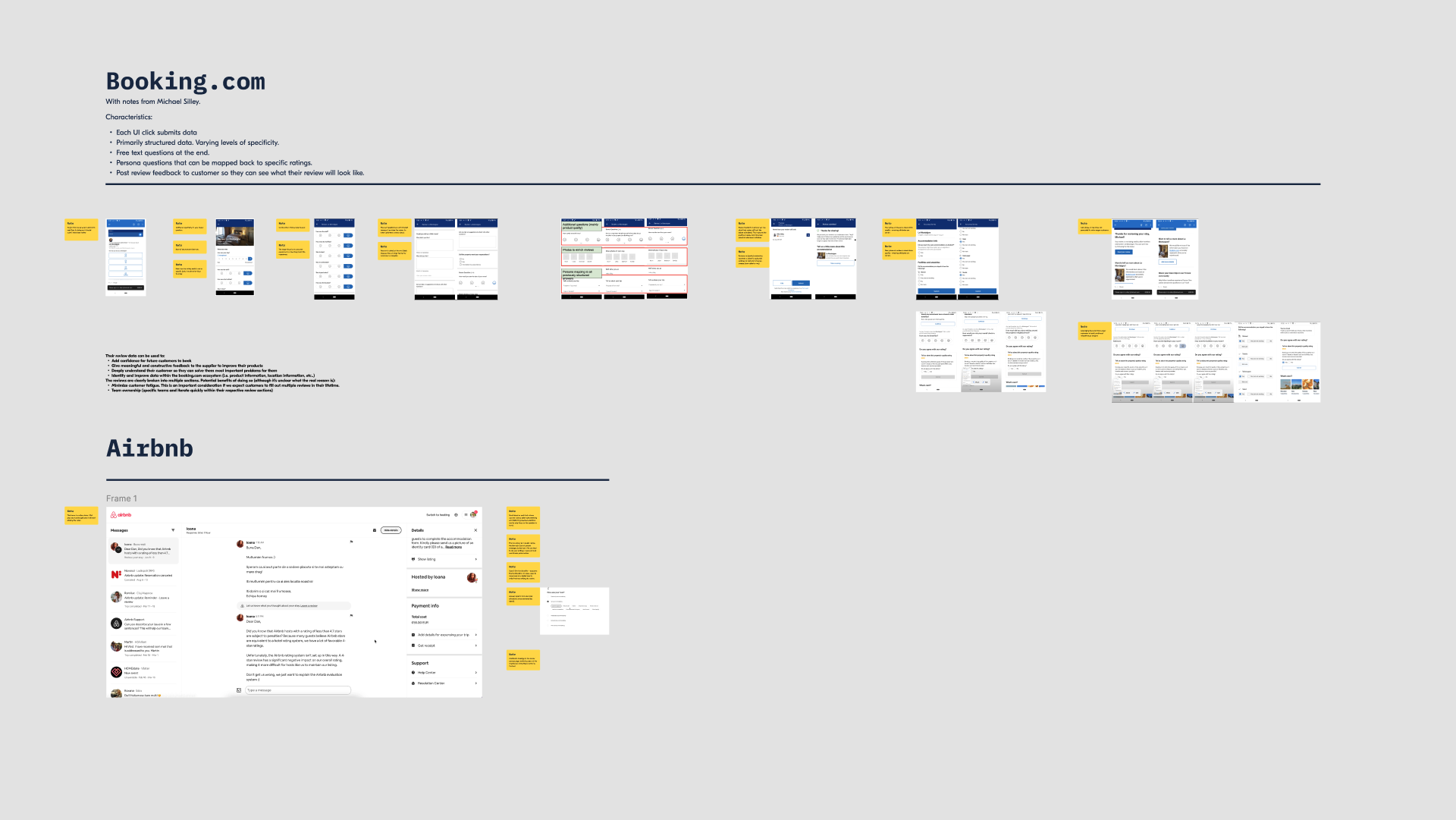 Figma file with competitor benchmarking and observations
