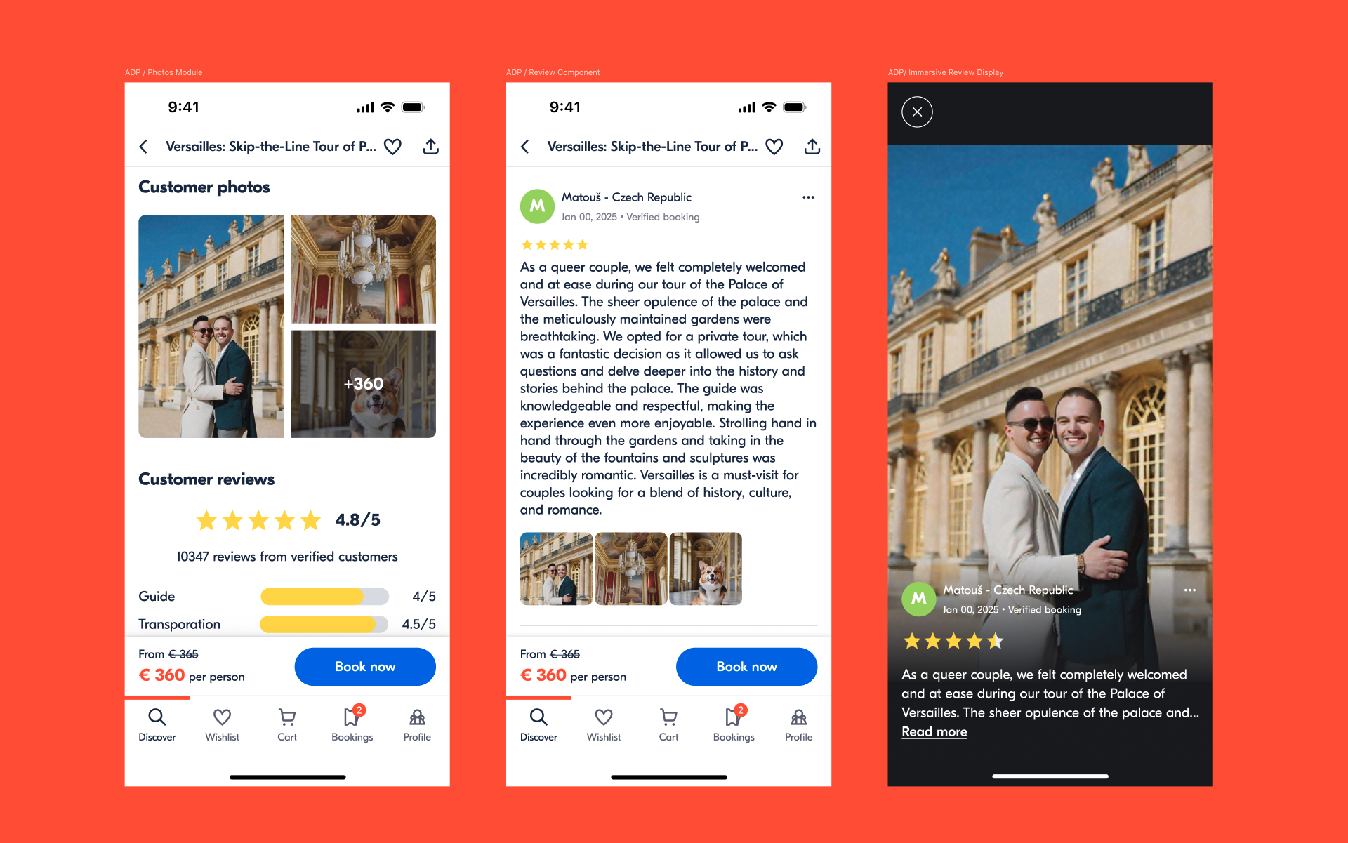 Overview of main review touch-points in the apps