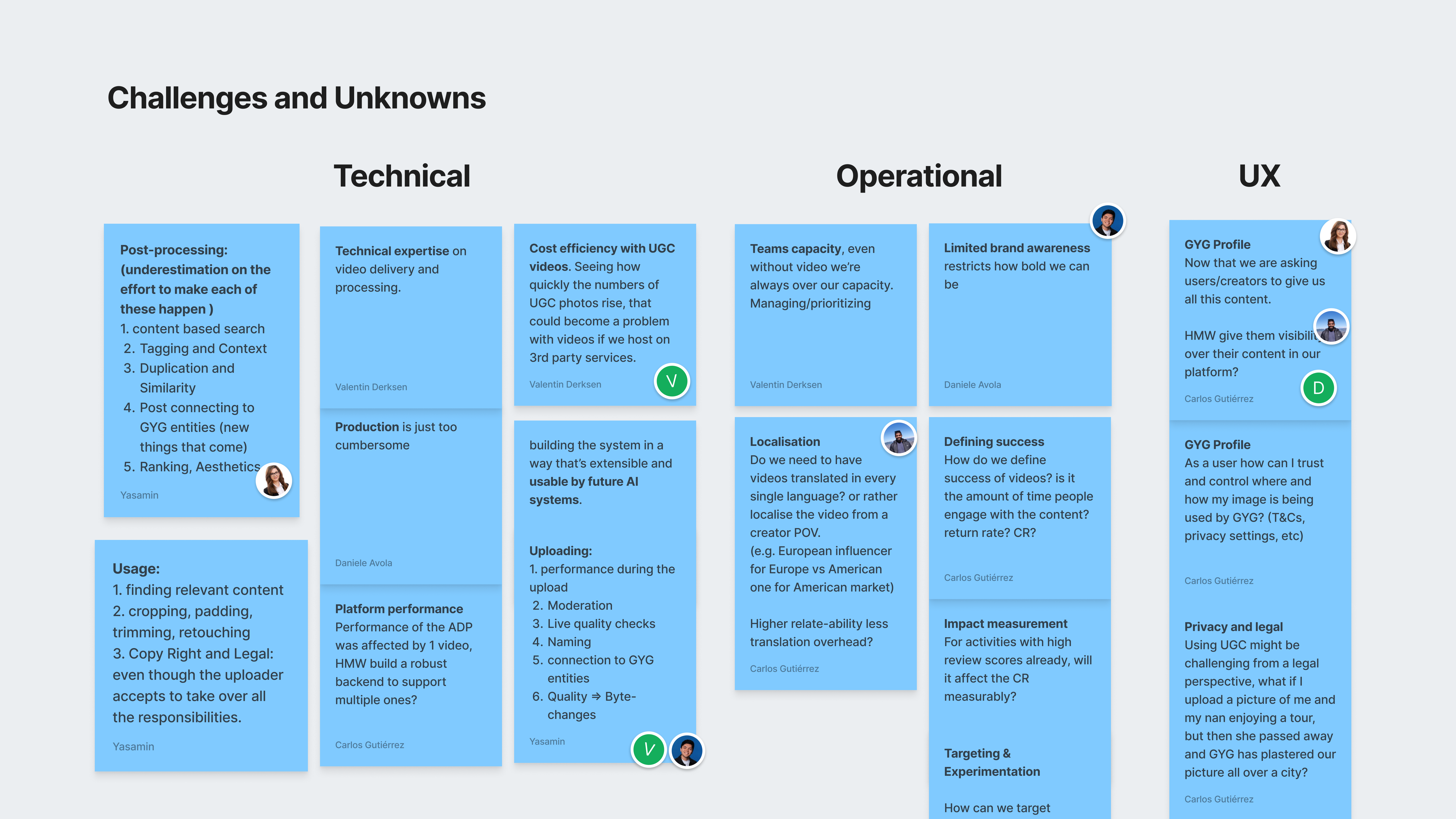 Challenges and unknowns FigJam board